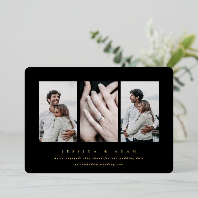 Minimal Foil 3 Photo Engagement Announcement (Standing Front)