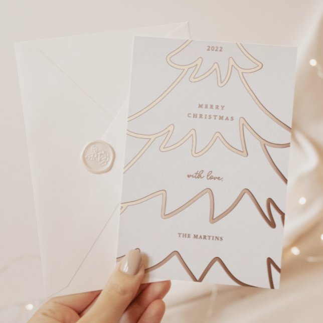 Minimal Foil Christmas Tree Photo Foil Holiday Card (Creator Uploaded)