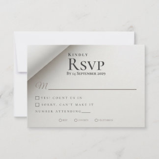 Minimal Folded Shadow Modern Wedding RSVP Card