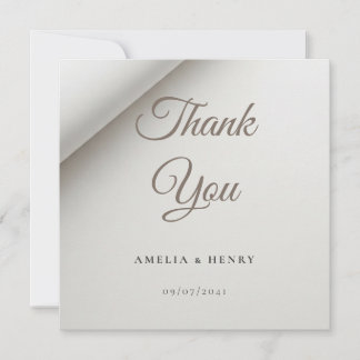 Minimal Folded Shadow Wedding Thank You Card