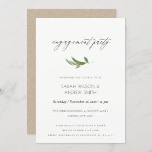 MINIMAL FOLIAGE GREENERY GOLD FRAME ENGAGEMENT INVITATION