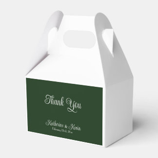 Minimal Forest Green and White Wedding Favour Box