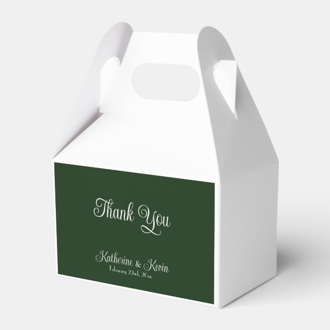 Minimal Forest Green and White Wedding Favour Box (Front Side)