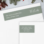 Minimal Forest Green Scandi Return Address Wrap Around Label<br><div class="desc">A stylish modern holiday wrap around return address label with a handwritten script font for your family name in white with a forest green feature colour in a 'scandi' scandinavian design style. The name and address can be easily customised for a personal touch. A trendy, minimalist and contemporary design to...</div>