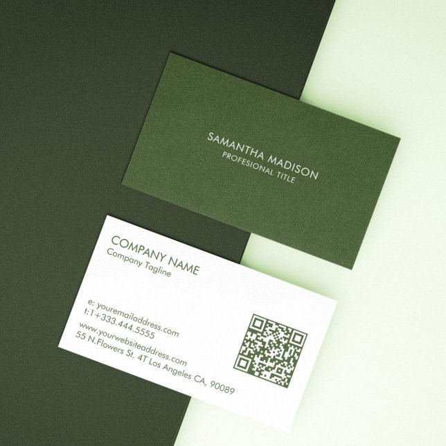 Minimal Forest Green Tones Linen Burlap Fabric  Business Card (Creator Uploaded)