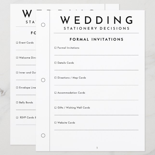 Minimal Formal Invitation Wedding Stationery Page (Front/Back)