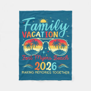 Minimal Fort Myers Beach Florida Family Fleece Blanket