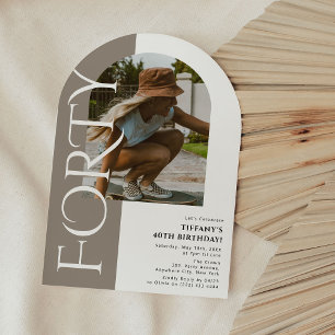Minimal FORTY Arch Photo 40th Birthday Invitation