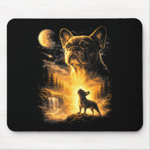 Minimal French Bulldog Howling Moon Meme Mouse Pad