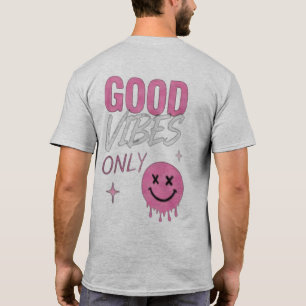 Minimal Front Logo Back Print T-Shirt   Good Vibes