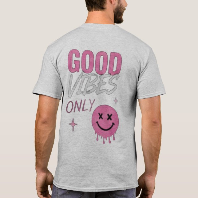 Minimal Front Logo Back Print T-Shirt | Good Vibes (Back)