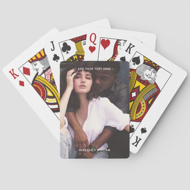 Minimal Full Vertical Photo Custom Text Playing Cards (Back)