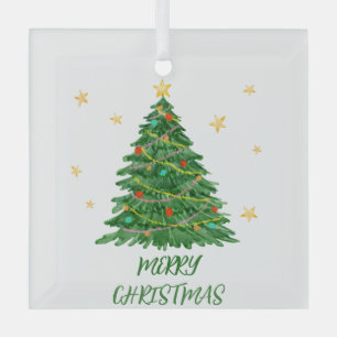 Minimal Fun Watercolor Tree Ornament
