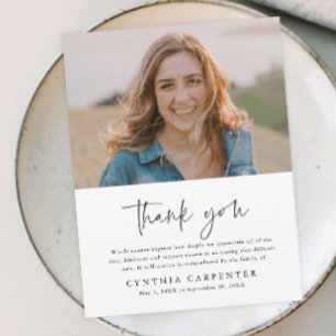 Minimal Funeral Memorial Photo Thank You Card  