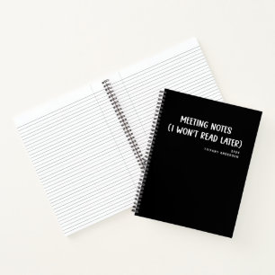 Minimal Funny Coworker Meetings Office Name Year Notebook