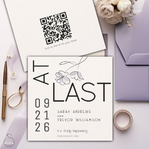Minimal Funny Modern Floral Dusty Plum and Buff Invitation