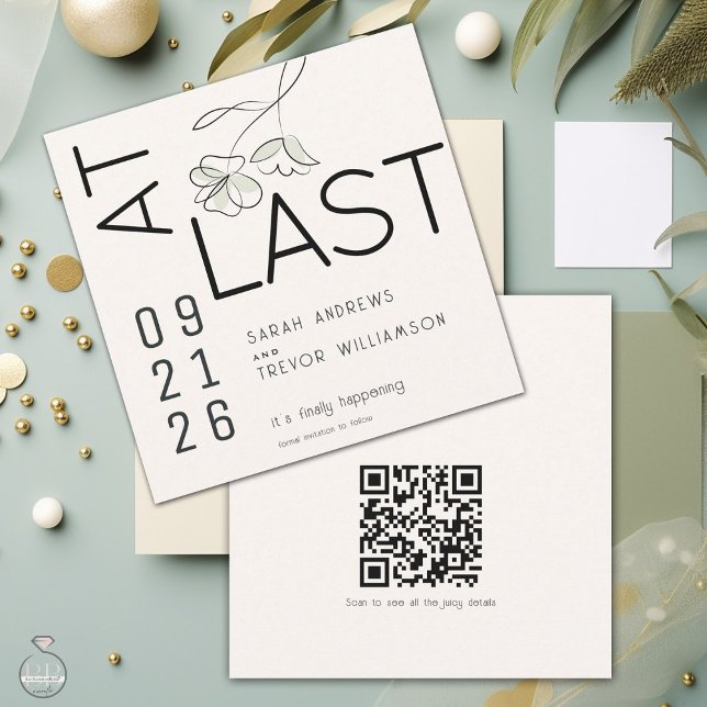 Minimal Funny Modern Floral Muted Sage and Buff  Invitation (Creator Uploaded)