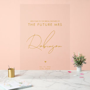 Minimal FUTURE MRS Bridal Shower Welcome Gold Acrylic Sign