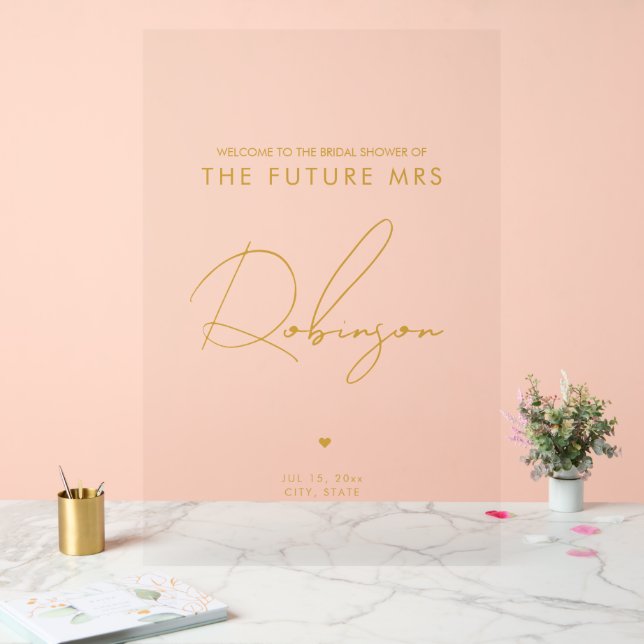 Minimal FUTURE MRS Bridal Shower Welcome Gold Acrylic Sign (Wedding)
