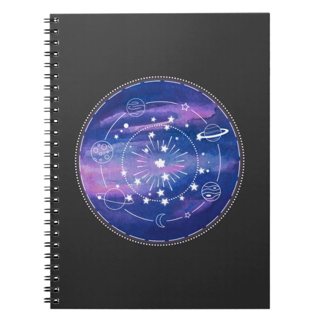 Minimal Galaxy Moon Design | Cosmic Aesthetic Art Notebook (Front)