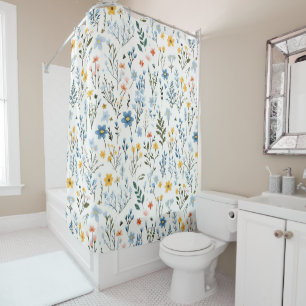 Minimal Gentle Colourful Garden Wildflowers Nurser Shower Curtain