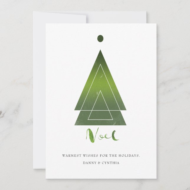 Minimal Geometric Christmas Tree Holiday Card (Front)