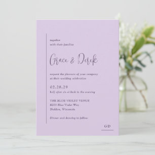 Minimal Geometric Lavender Modern Wedding Invitation