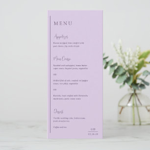Minimal Geometric Lavender Modern Wedding Menu