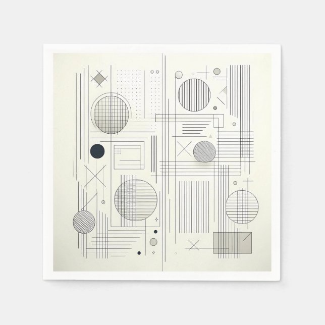 Minimal Geometric Line Art Napkin (Front)