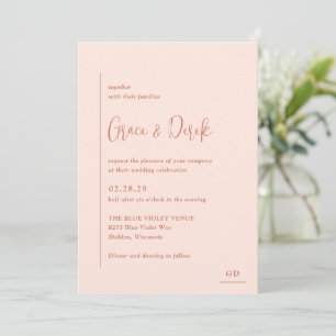 Minimal Geometric Peach Modern Wedding Invitation