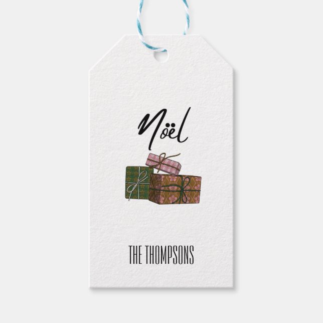 Minimal Gift Box Noel Christmas Gift Tag (Front)