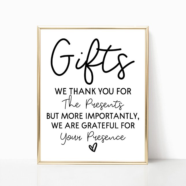 Minimal Gift Table Sign for Wedding Bridal Shower  (Creator Uploaded)