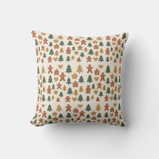 Minimal Gingerbread Pattern Cushion (Front)