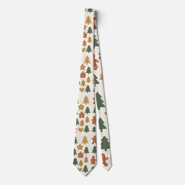 Minimal Gingerbread Pattern Tie (Front)