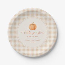Minimal Gingham "Little Pumpkin" Fall Baby Shower