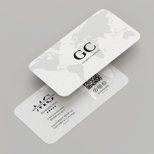Minimal Global Professional World Company White Business Card