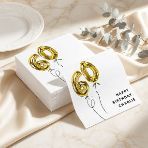 Minimal Gold 60 Balloon 60th Birthday Party Napkin