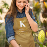Minimal Gold Elegant Sophisticated Luxe Monogram Apron<br><div class="desc">A minimalist vertical design in an elegant style with a gold feature colour and large typographic initial monogram. The text can easily be customised for a design as unique as you are!</div>