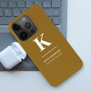 Minimal Gold Elegant Sophisticated Luxe Monogram iPhone 15 Pro Case