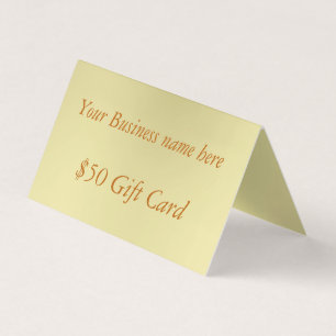 Minimal Gold Fifty Dollar Folded Gift Card