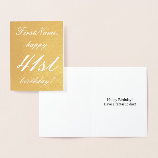Minimal Gold Foil 41st Birthday Greeting Card (Display)