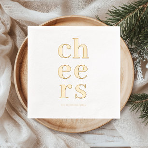 Minimal Gold Foil “Cheers” Cocktail  Foil Napkins