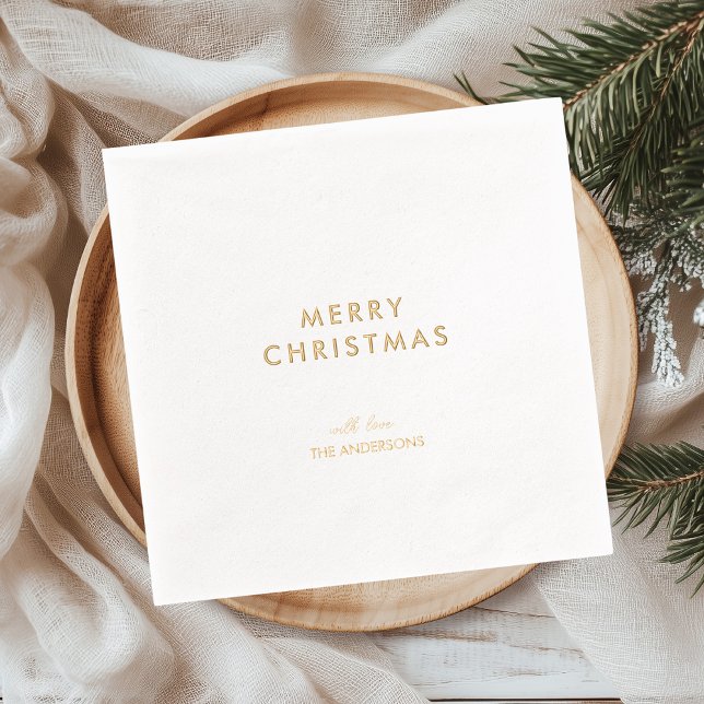 Minimal Gold Foil Merry Christmas Foil Napkins (Creator Uploaded)