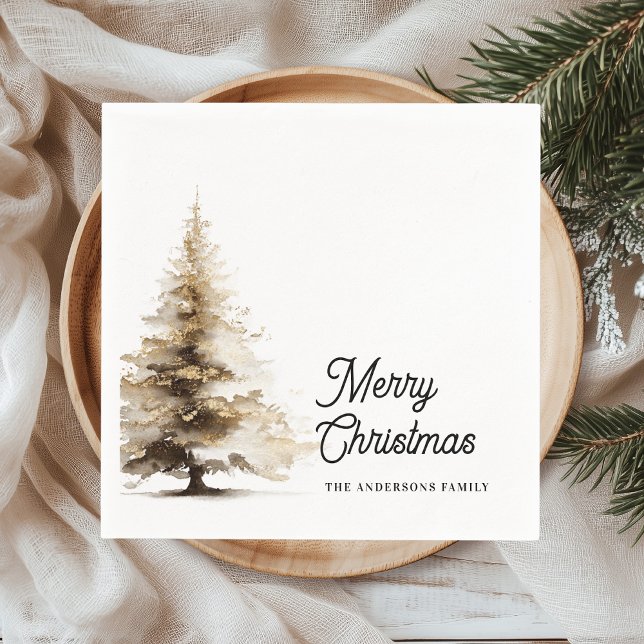 Minimal Gold Foil “Merry Christmas”  Napkin (Creator Uploaded)