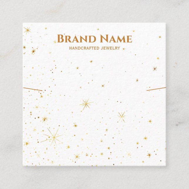Minimal Gold Galaxy Necklace Display Square Business Card (Front)