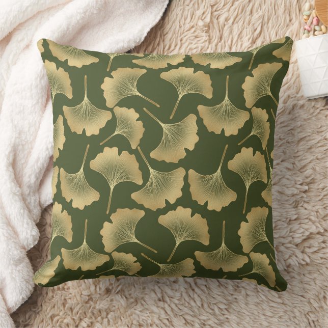 Minimal Gold Ginkgo Pattern Cushion (Blanket)