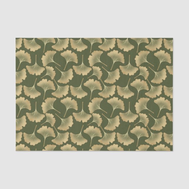 Minimal Gold Ginkgo Pattern Tissue Paper (Front)