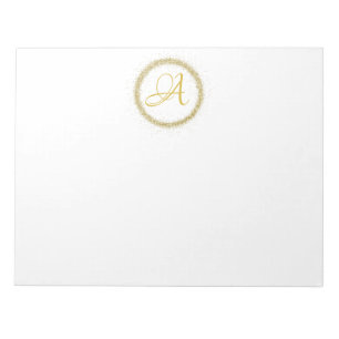 *~* Minimal Gold Glitter Monogram Initial Girly Notepad
