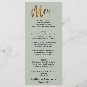 Minimal Gold Handwriting Simple Type Cream Menu