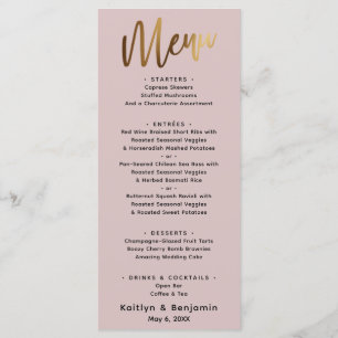 Minimal Gold Handwriting Typography Dusty Rose Menu
